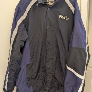 FedEx Stan Herman Hooded Work Jacket – Navy/Black – Size LN-XL
